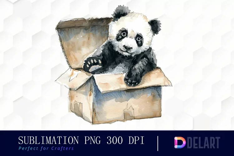 Panda In Box Graphics Clipart