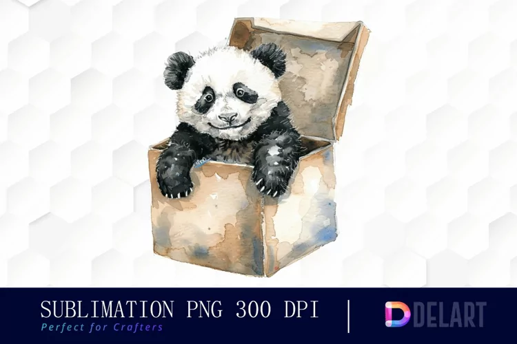 Panda In Box Illustration Clipart