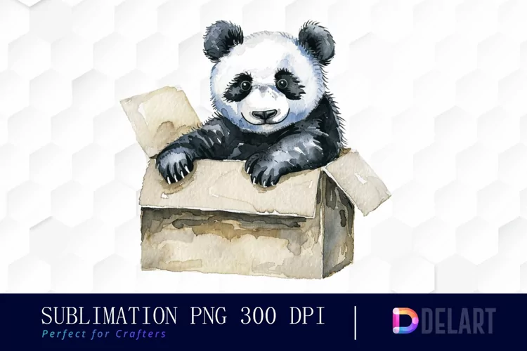 Panda In Box Graphics Clipart