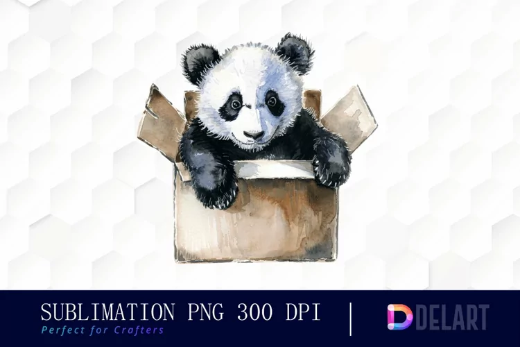 Panda In Box Graphics Clipart