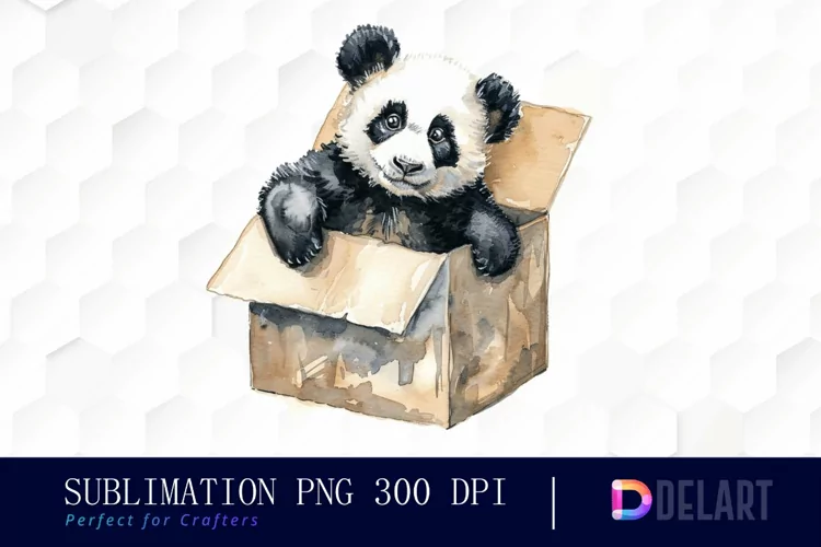 Panda In Box Graphics Clipart