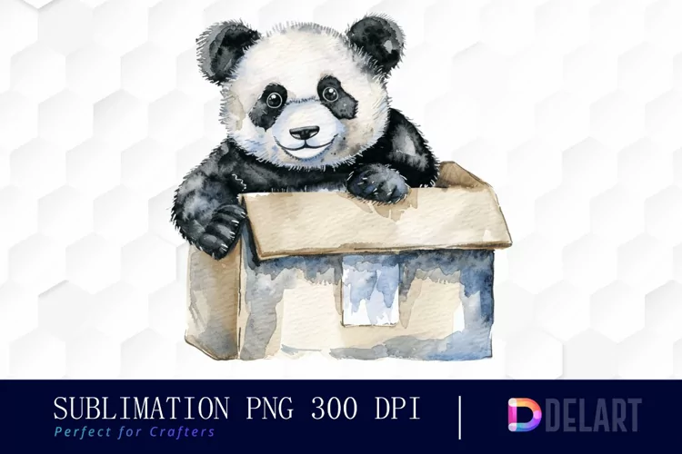 Panda In Box Graphics Clipart