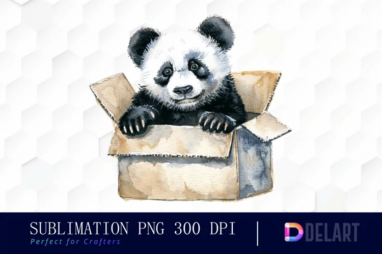 Panda In Box Graphics Clipart