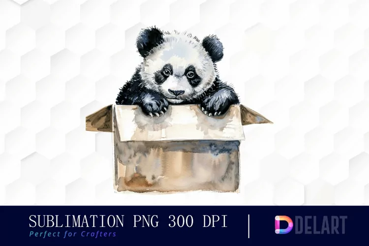 Panda In Box Graphics Clipart