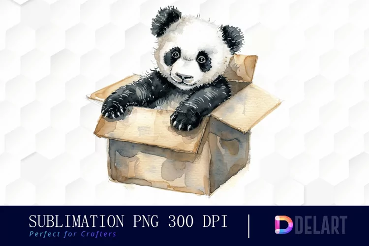 Panda In Box Graphics Clipart