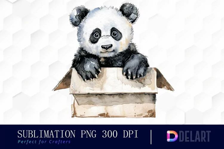 Panda In Box Illustration Clipart