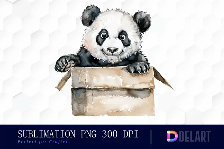 Panda In Box Graphics Clipart