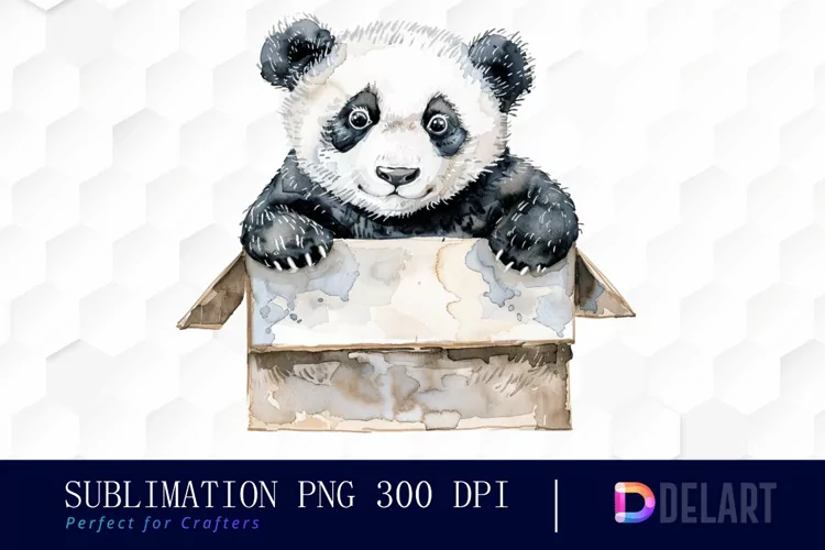 Panda In Box Graphics Clipart