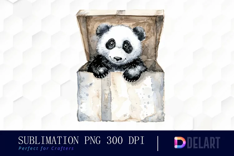 Panda In Box Graphics Clipart