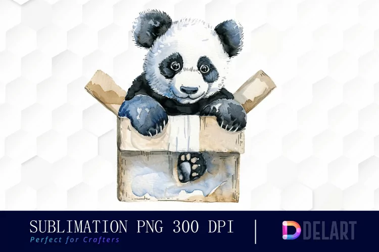 Panda In Box Graphics Clipart