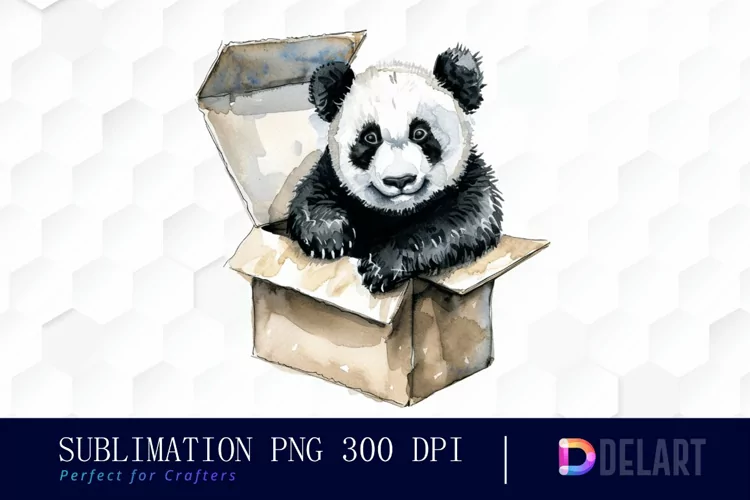 Panda In Box Illustration Clipart