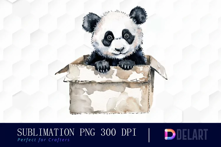 Panda In Box Illustration Clipart