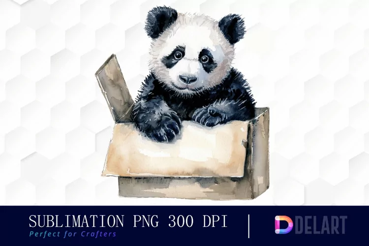 Panda In Box Graphics Clipart