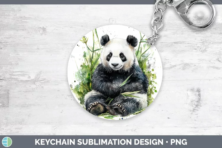 Watercolor Panda Keychain Sublimation Keyring Designs