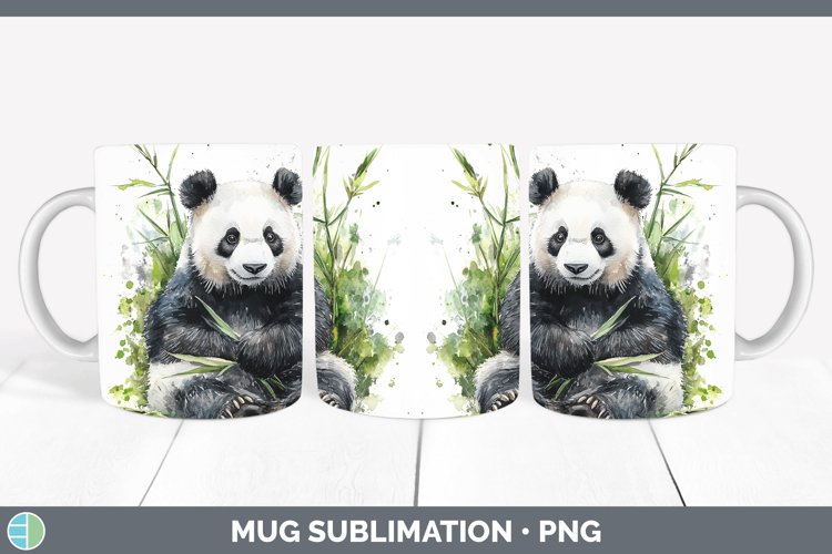 Watercolor Panda Mug Wrap Sublimation Coffee Cup Designs