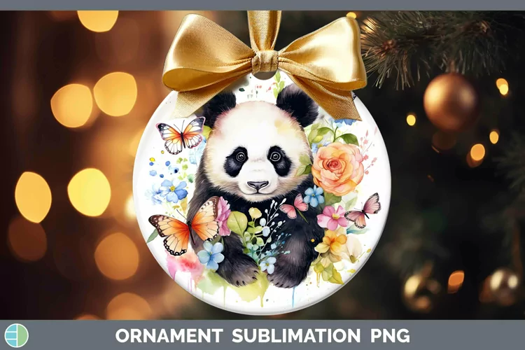 Watercolor Panda Ornament Sublimation Bauble Designs