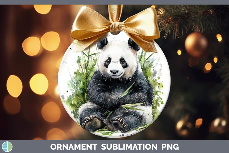 Watercolor Panda Ornament Sublimation Bauble Designs