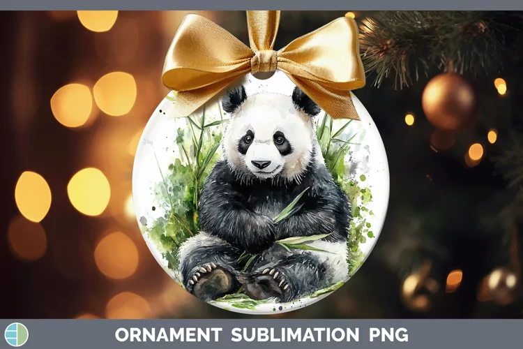 Watercolor Panda Ornament Sublimation Bauble Designs