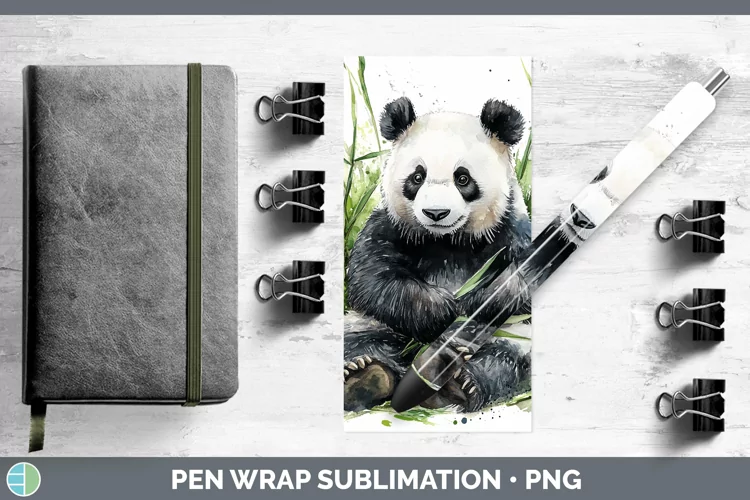Watercolor Panda Pen Wrap Sublimation Pen Designs
