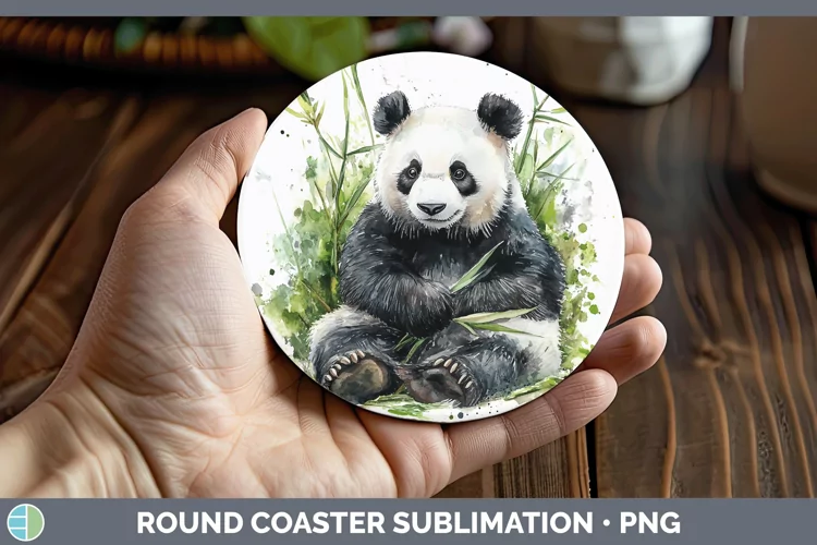 Watercolor Panda Round Coaster Sublimation Coaster Designs
