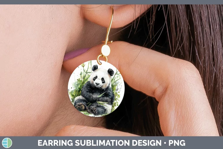 Watercolor Panda Round Earrings Sublimation Earrings Designs