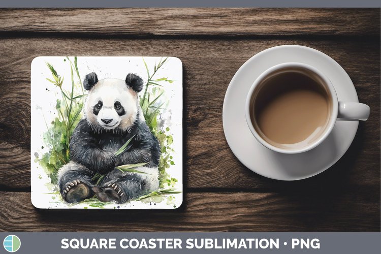 Watercolor Panda Square Coaster Sublimation Coaster Designs