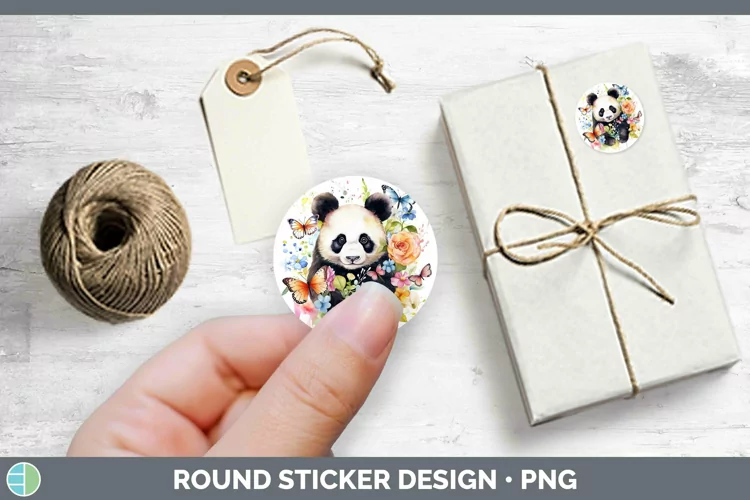 Watercolor Panda Stickers | Round Labels Designs