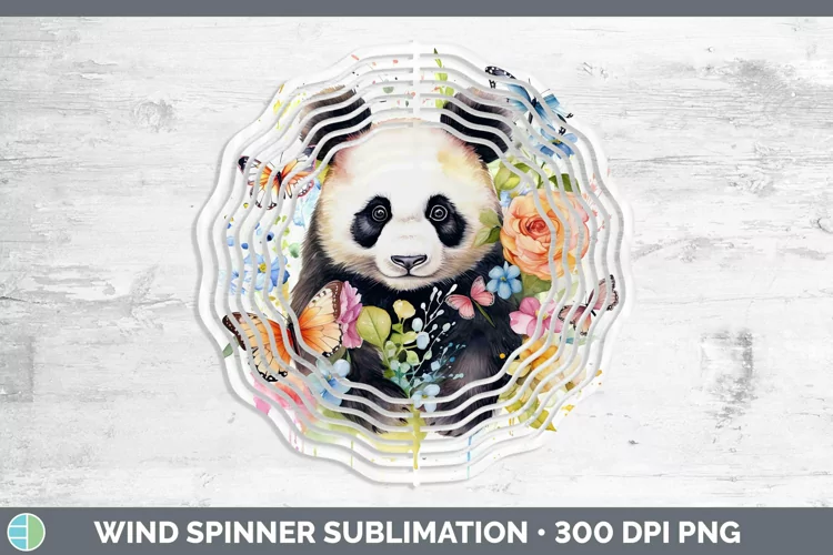 Watercolor Panda Wind Spinner Sublimation Spinner Designs