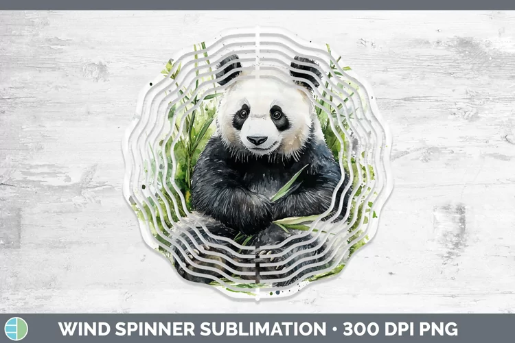 Watercolor Panda Wind Spinner Sublimation Spinner Designs