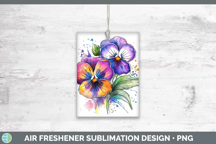 Watercolor Pansy Air Freshener Sublimation Car Freshener Des