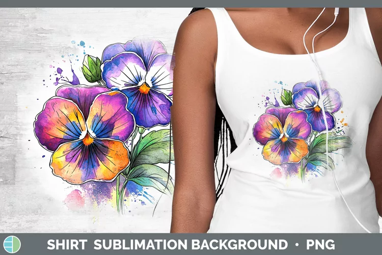 Watercolor Pansy Shirt Sublimation Sublimation Background De