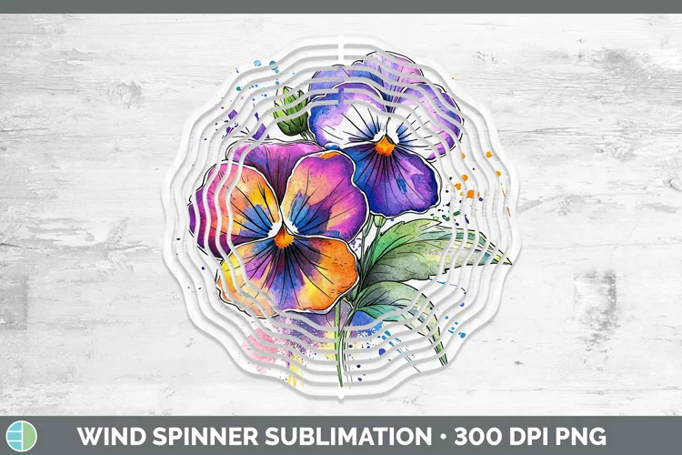 Watercolor Pansy Wind Spinner Sublimation Spinner Designs