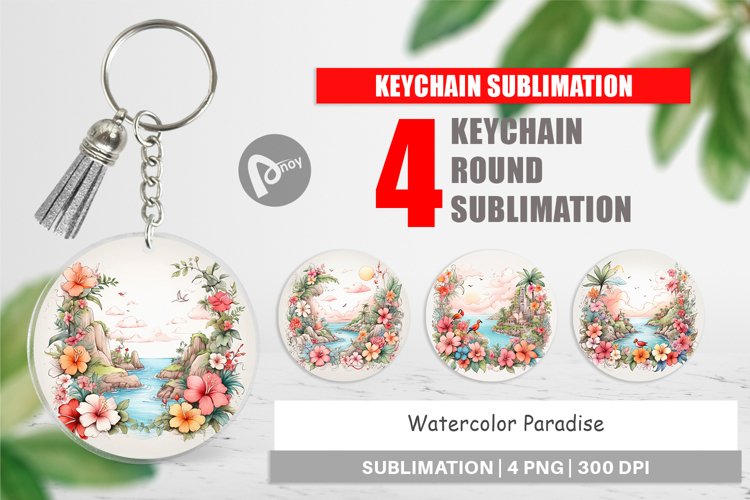 Keychain Watercolor Paradise