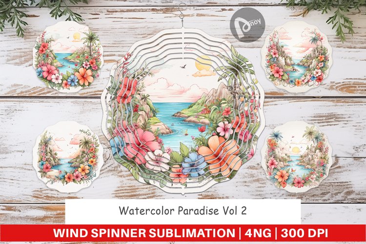 Wind Spinner Watercolor Paradise