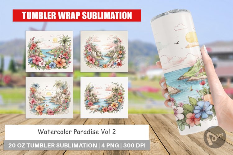 Tumbler Wrap Watercolor Paradise