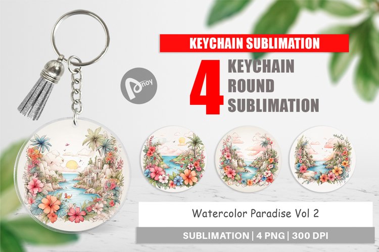Keychain Watercolor Paradise
