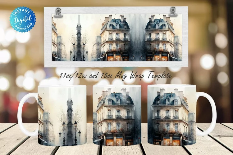 Watercolor Parisian 11, 12 & 15 Oz Mug Sublimation