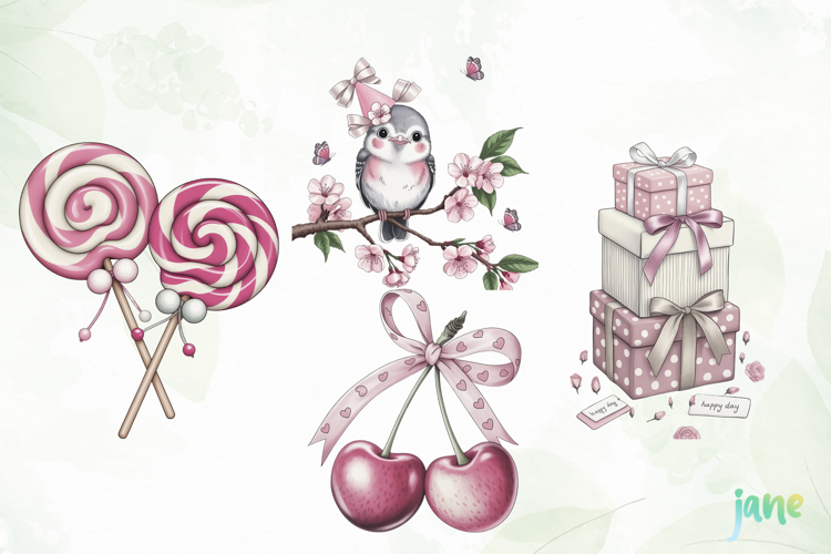 Watercolor Pastel Birthday Clipart