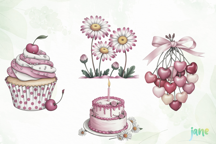 Watercolor Pastel Birthday Clipart