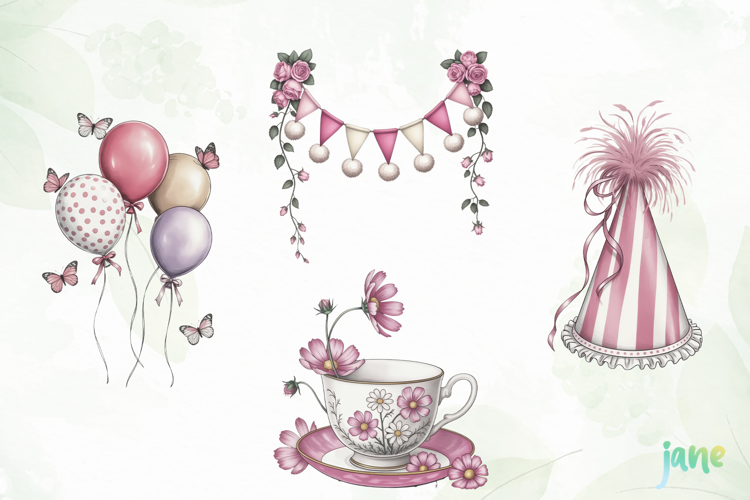 Watercolor Pastel Birthday Clipart