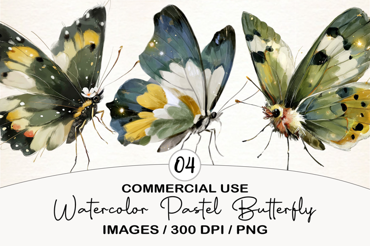 Watercolor Pastel Butterfly Clipart