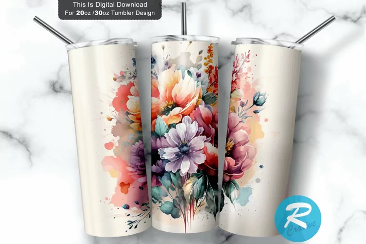 Watercolor Pastel Colorful 20oz/30oz Skinny Tumbler
