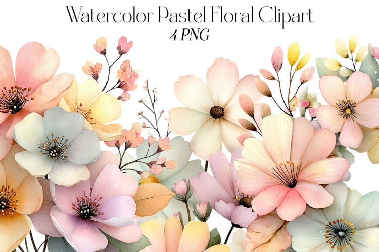 Watercolor Pastel Floral Clipart