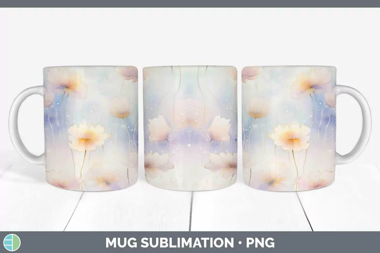 Watercolor Pastel Mug Wrap Sublimation Coffee Cup Designs