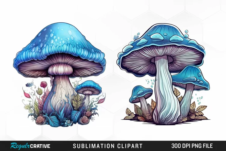 Watercolor Pastel Mystic Mushroom Graphic Clipart
