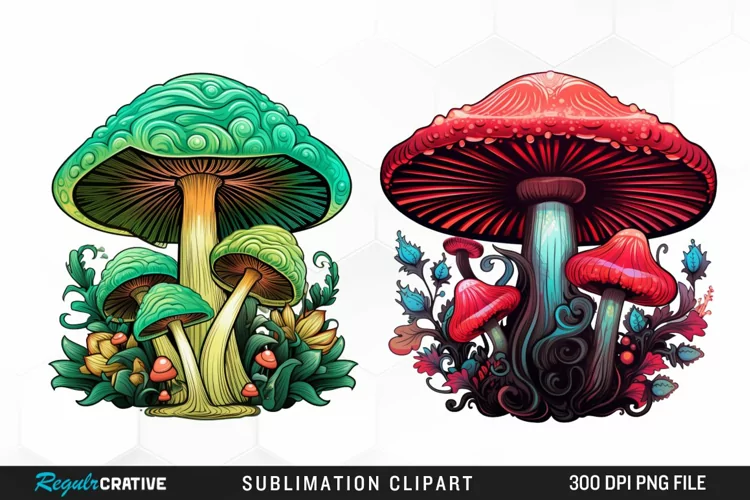 Watercolor Pastel Mystic Mushroom Graphic Clipart