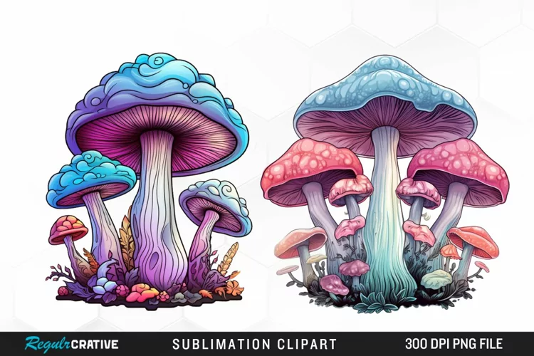 Watercolor Pastel Mystic Mushroom Graphic Clipart