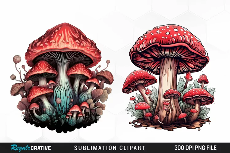 Watercolor Pastel Mystic Mushroom Graphic Clipart