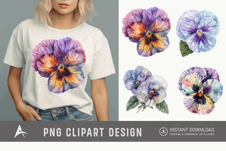 Watercolor Pastel Pansy Clipart