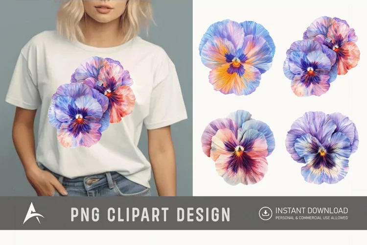 Watercolor Pastel Pansy Clipart